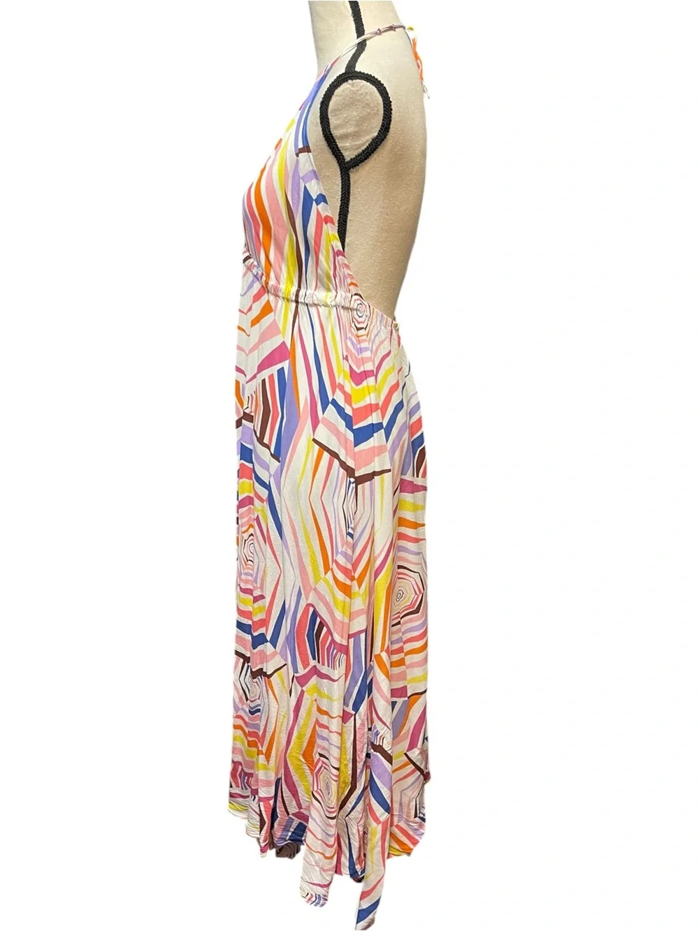 Kate Spade Geobrella Colorful Halter Maxi Dress Coverup Resort wear‎ Swim Beach